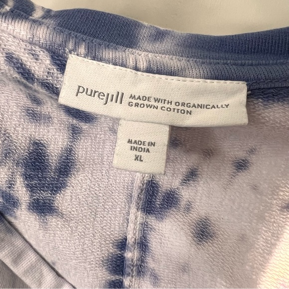 J. Jill Pure Jill Blue Tie Dye Dolman Sleeve Pullover Sweatshirt XL 100% Cotton - Picture 6 of 7